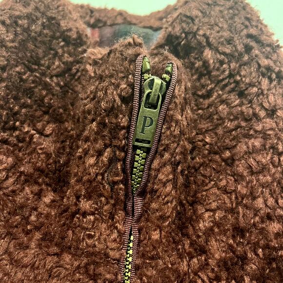 Pendleton Ladies Fuzzy Zip Jacket Womens Sherpa Coat Dark Red M - Picture 4 of 10